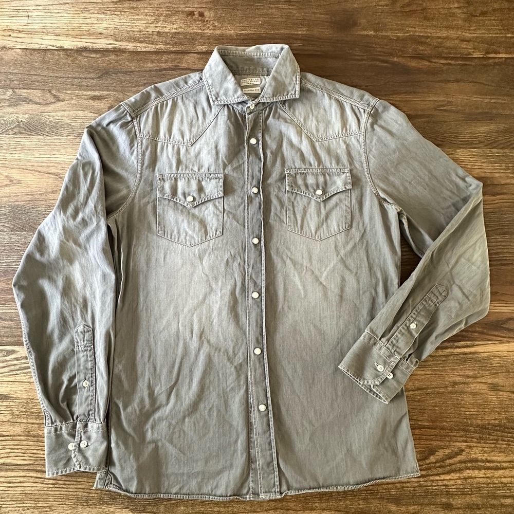 Brunello Cucinelli Light Gray Leisure Fit Shirt